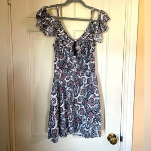 American Eagle Women's Size Medium Multicolor Paisley Ruffle Cold Shoulder Dress